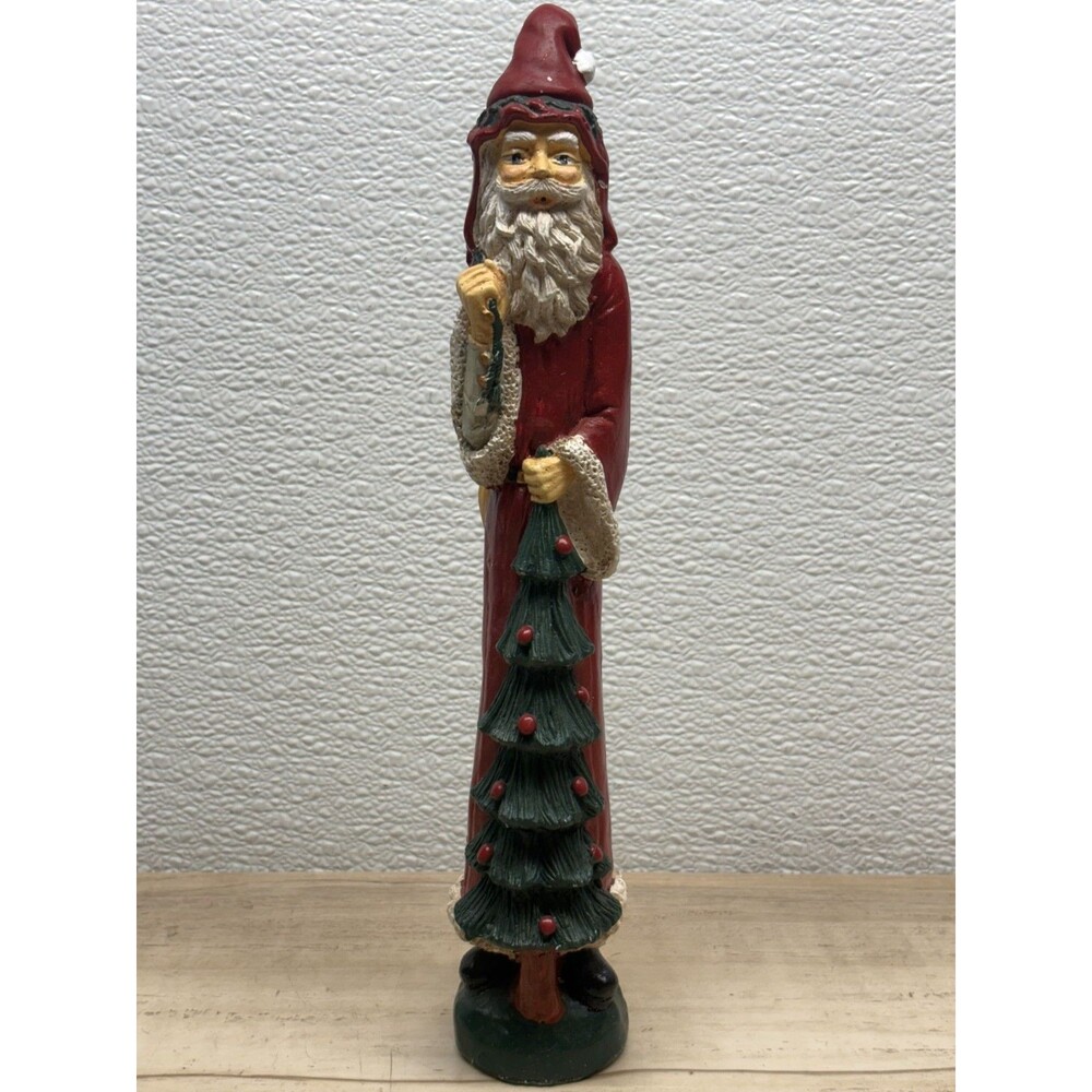 Vtg Old World Santa With Tree Ceramic Candlestick Figurine